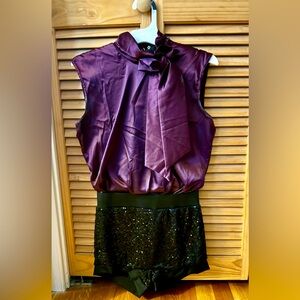 REVOLUTION JAZZ costume, purple-burgundy over black. A adult or child L. EUC!
